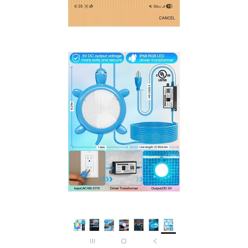 Priorare LED Pool Light Turtle RBIC App Control IP68 Waterproof XZM-F018 White